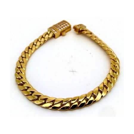 Pulsera cubana de oro 18k 20 cm